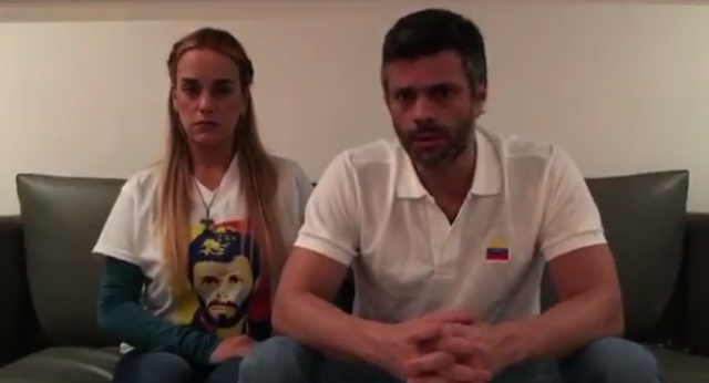 Imagen del video pregrabado publicado por Tintori cuando López fue devuelto a Ramo Verde