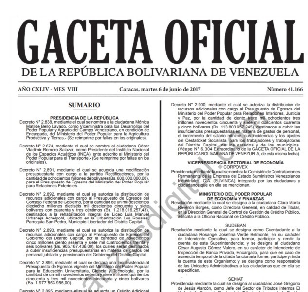 gaceta oficial presupuesto policías