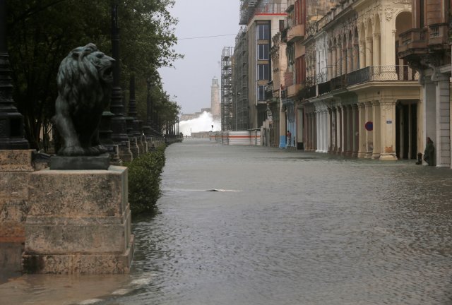 A flooded street is seen after the passing of Hurricane Irma, in Havana, Cuba, September 10, 2017. REUTERS/Stringer NO SALES. NO ARCHIVES