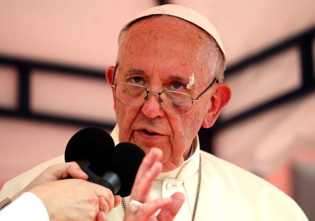 Pope Francis speaks outside Sanctuary of Saint Peter Claver in Cartagena, Colombia September 10, 2017.  REUTERS/Stefano Rellandini