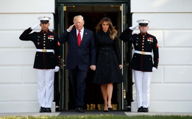 U.S. President Donald Trump and first lady Melania Trump arrive to observe a moment of silence in remembrance of those lost in the 9/11 attacks at the White House in Washington, U.S. September 11, 2017. REUTERS/Kevin Lamarque