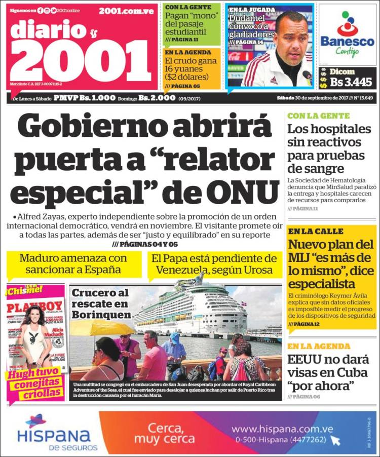 Portadas de este sábado 30 de septiembre de 2017