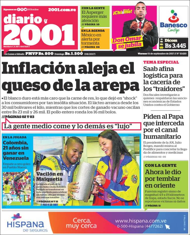 Portadas de este viernes 1° de septiembre de 2017