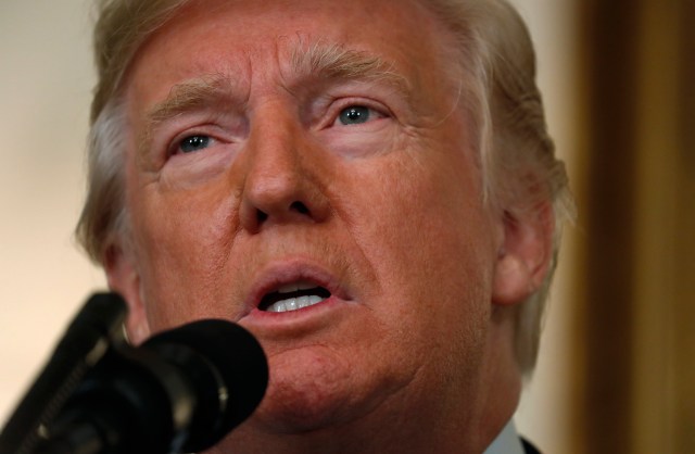 U.S. President Donald Trump makes a statement on the mass shooting in Las Vegas from the Diplomatic Room at the White House in Washington, U.S., October 2, 2017. REUTERS/Kevin Lamarque