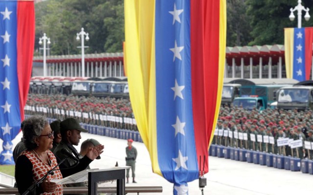 Venezuela's National Electoral Council (CNE) President Tibisay Lucena speaks during a ceremony ahead of the regional elections which will be held on October 15, in Caracas, Venezuela, October 9, 2017. REUTERS/Ricardo Moraes