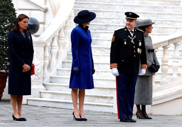 Prince Albert II of Monaco, his wife Princess Charlene, Princesse Stephanie of Monaco and Princess Caroline of Hanover attend the celebrations marking Monaco's National Day at the Monaco Palace, in Monaco, November 19, 2017. REUTERS/Sebastien Nogier/Pool