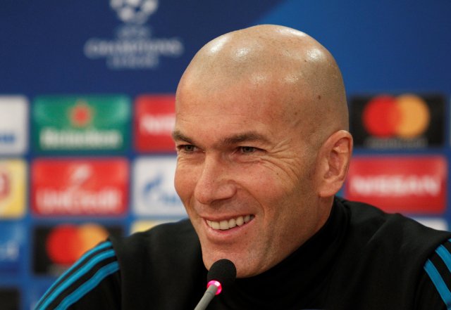 Soccer Football - Champions League - Real Madrid Press Conference - GSP Stadium, Nicosia, Cyprus - November 20, 2017   Real Madrid coach Zinedine Zidane during the press conference   REUTERS/Yiannis Kourtoglou