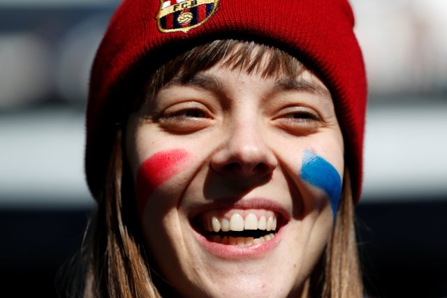 Soccer Football - La Liga Santander - Real Madrid vs FC Barcelona - Santiago Bernabeu, Madrid, Spain - December 23, 2017 Barcelona fan before the match REUTERS/Paul Hanna