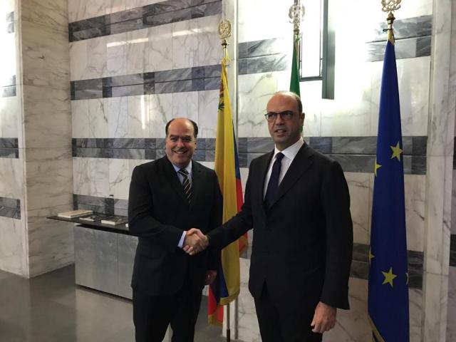 El canciller de Italia, Angelino Alfano recibió al presidente de la AN, Julio Borges