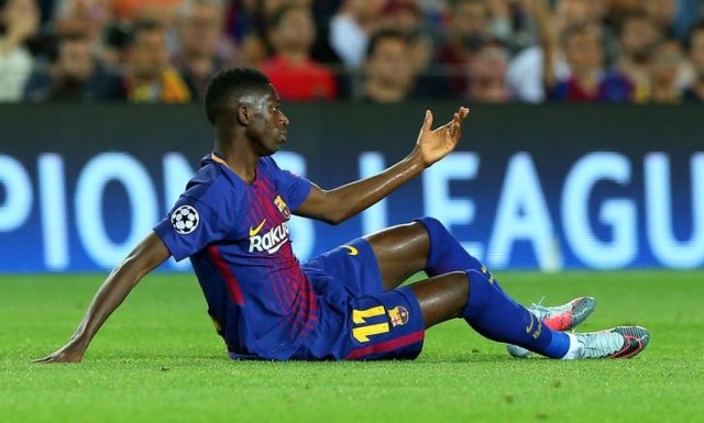 El extremo del Barcelona Ousmane Dembele durante un partido por la Liga de Campeones ante la Juventus, en Estadio Camp Nou, Barcelona, España-  Septiembre 12, 2017. REUTERS/Albert Gea