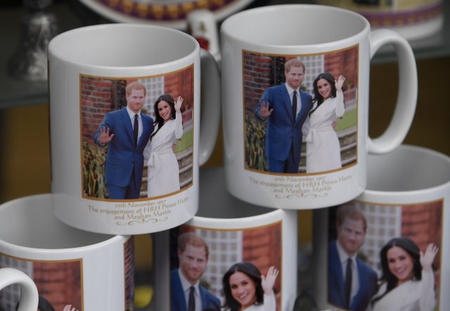 Commemorative gifts ahead of the wedding of Britain's Prince Harry and his fiancee Meghan Markle are seen displayed for sale in a shop in Windsor, Britain, January 4, 2018. REUTERS/Toby Melville