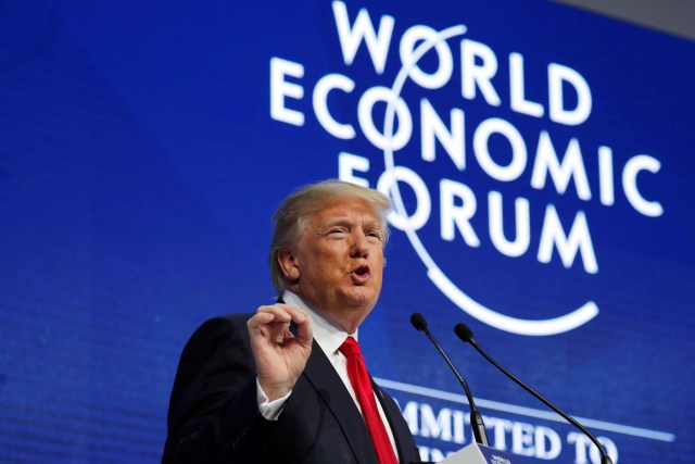 U.S. President Donald Trump speaks at the World Economic Forum (WEF) annual meeting in Davos, Switzerland January 26, 2018. REUTERS/Carlos Barria