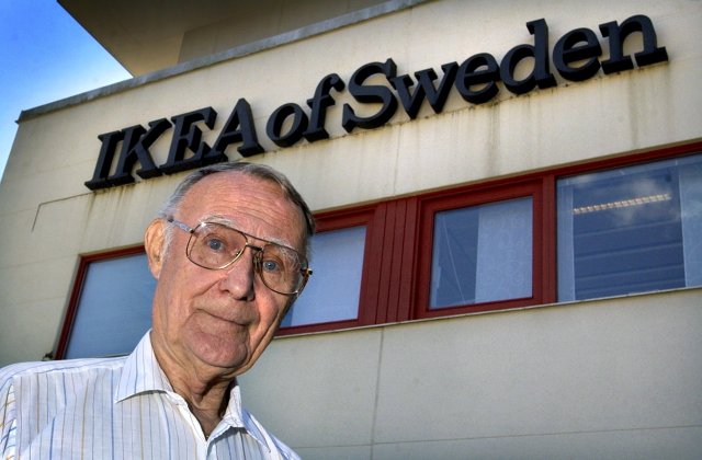 FILE PHOTO: Ingvar Kamprad, founder of Swedish multinational furniture retailer IKEA, is seen at company's head office in Almhult, Sweden August 6, 2002. TT News Agency/Claudio Bresciani via REUTERS/File photo ATTENTION EDITORS - THIS IMAGE WAS PROVIDED BY A THIRD PARTY. SWEDEN OUT. NO COMMERCIAL OR EDITORIAL SALES IN SWEDEN