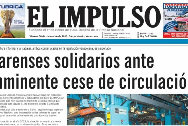 La última edición impresa de El Impulso