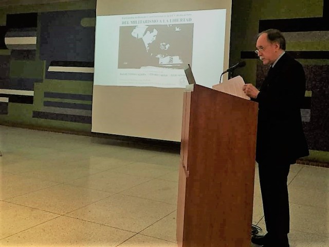 Rafael Tomás Caldera durante su ponencia en la UCV el pasado 21 de Febrero de 2018. / Foto cortesía