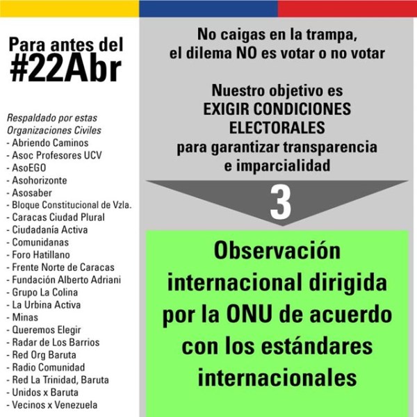 20 ongs elevaron a la ONU petición de elecciones libres en Venezuela