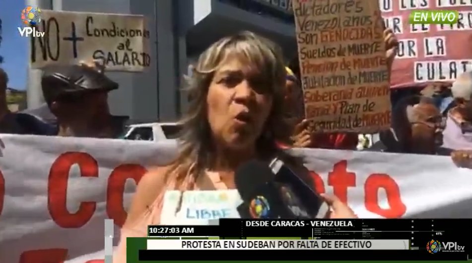 Protesta frente a la sede de Sudeban en Caracas por falta de efectivo #23Mar