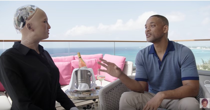 ¿Will Smith y la robot Sophia en una cita? Te lo tenemos (Video)