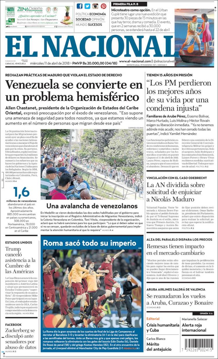 Portadas de este miércoles 11 de abril de 2018