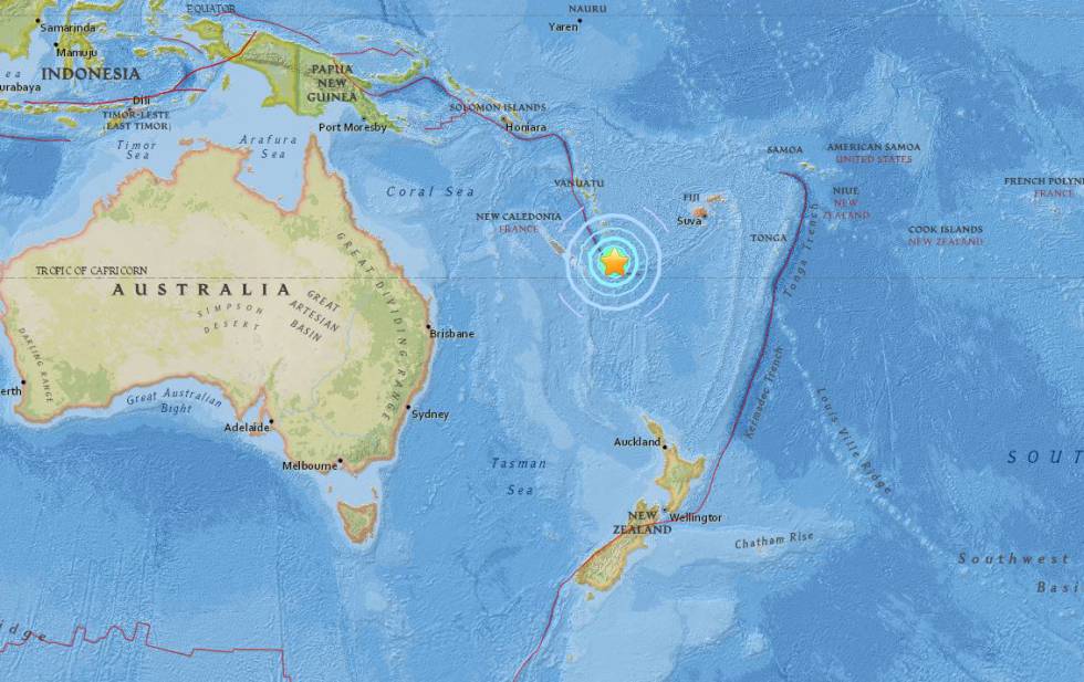 Un terremoto de magnitud 6,1 sacude Nueva Caledonia, en el Pacífico Sur