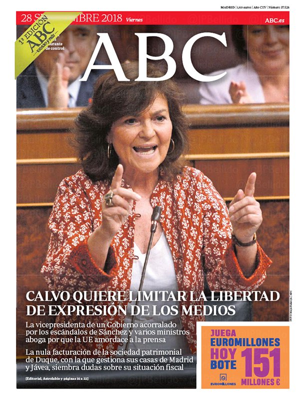 Portadas de la prensa internacional de este viernes 28 de septiembre de 2018