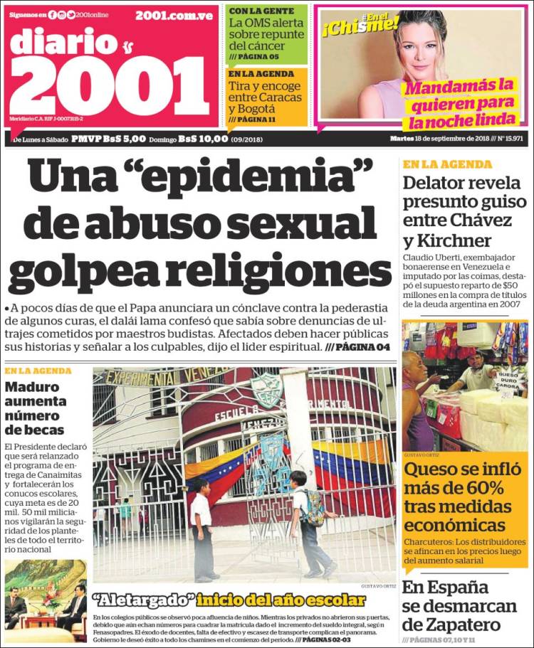 Portadas de este martes 18 de septiembre de 2018