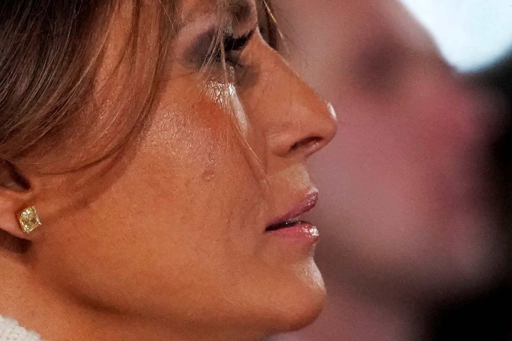 Las lágrimas de Melania Trump durante el encendido del árbol Nacional de Navidad (FOTOS)