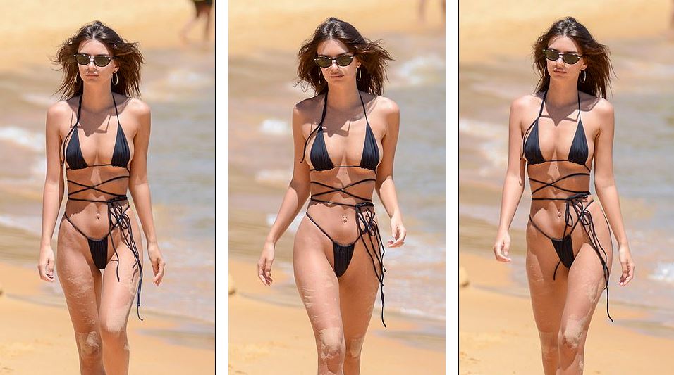 El pornobikini de Emily Ratajkowski “tapa poquito” que dejó a todos con un paro en la playa (FOTOS)