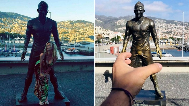 ¡Todos juegan con su p…! Estatua de Cristiano llama la atención por un indecoroso motivo (FOTOS)