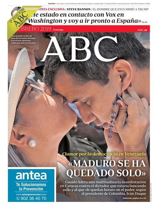 Portadas de la prensa internacional de este domingo 3 de febrero de 2019