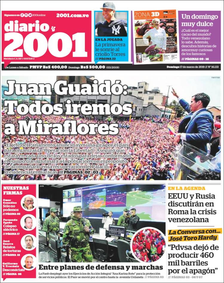 Portadas de este domingo 17 de marzo de 2019