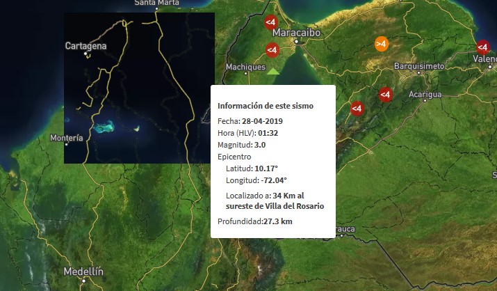 Sismo de magnitud 3.0 en Villa del Rosario, Zulia #28Abr