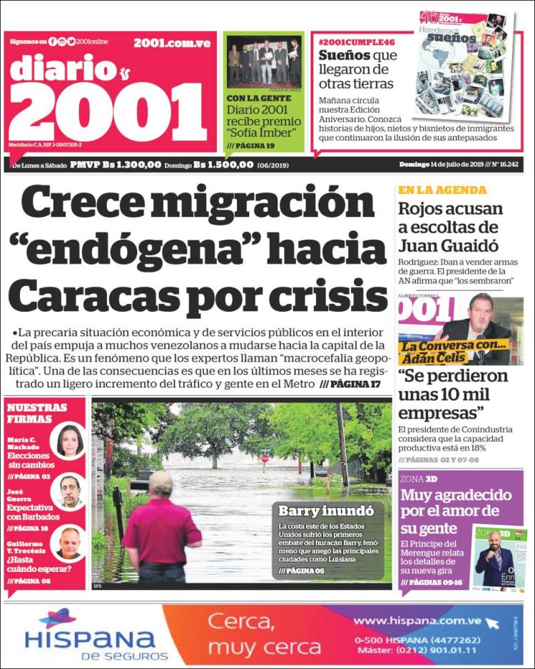 Portadas de este domingo 14 de julio de 2019