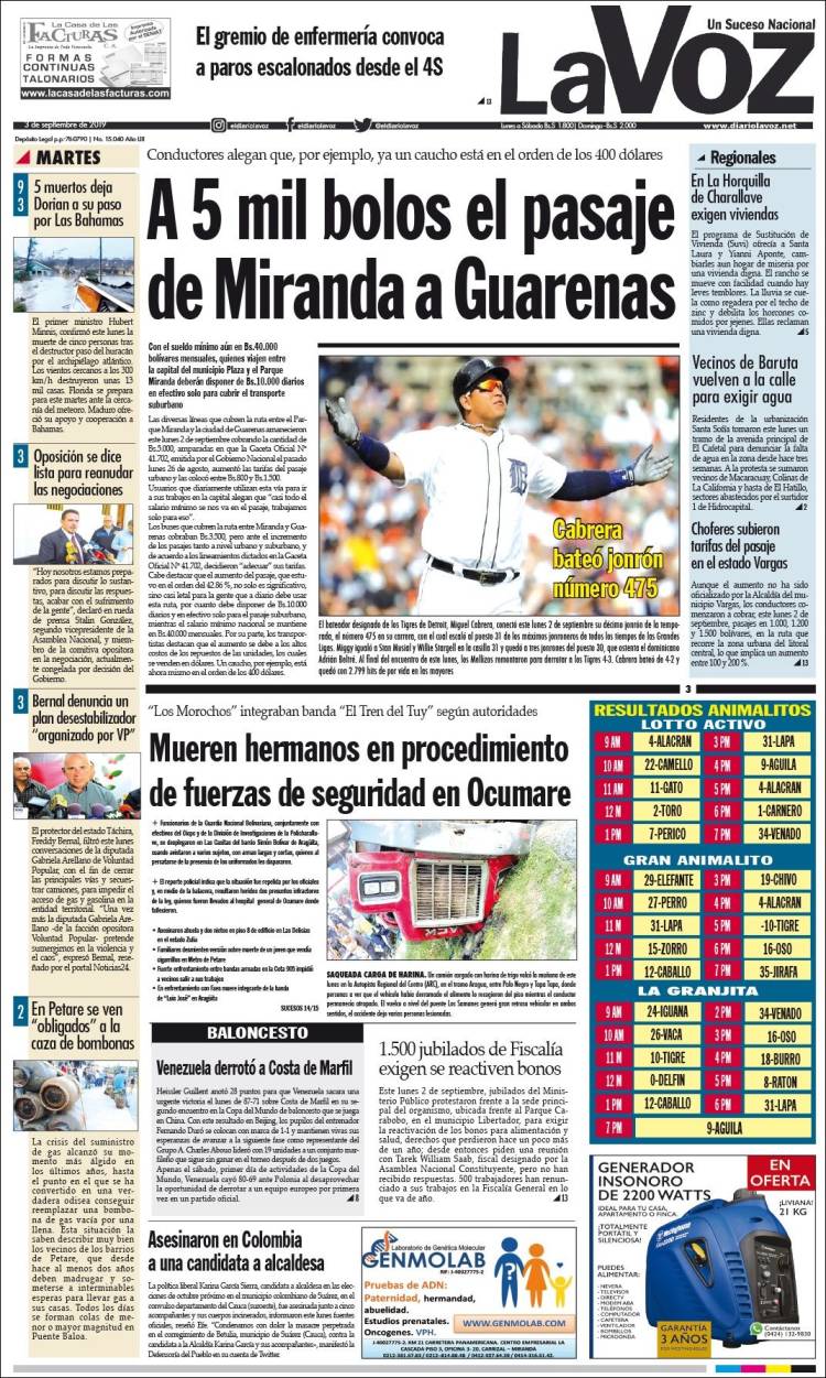 Portadas de este martes 3 de agosto de 2019