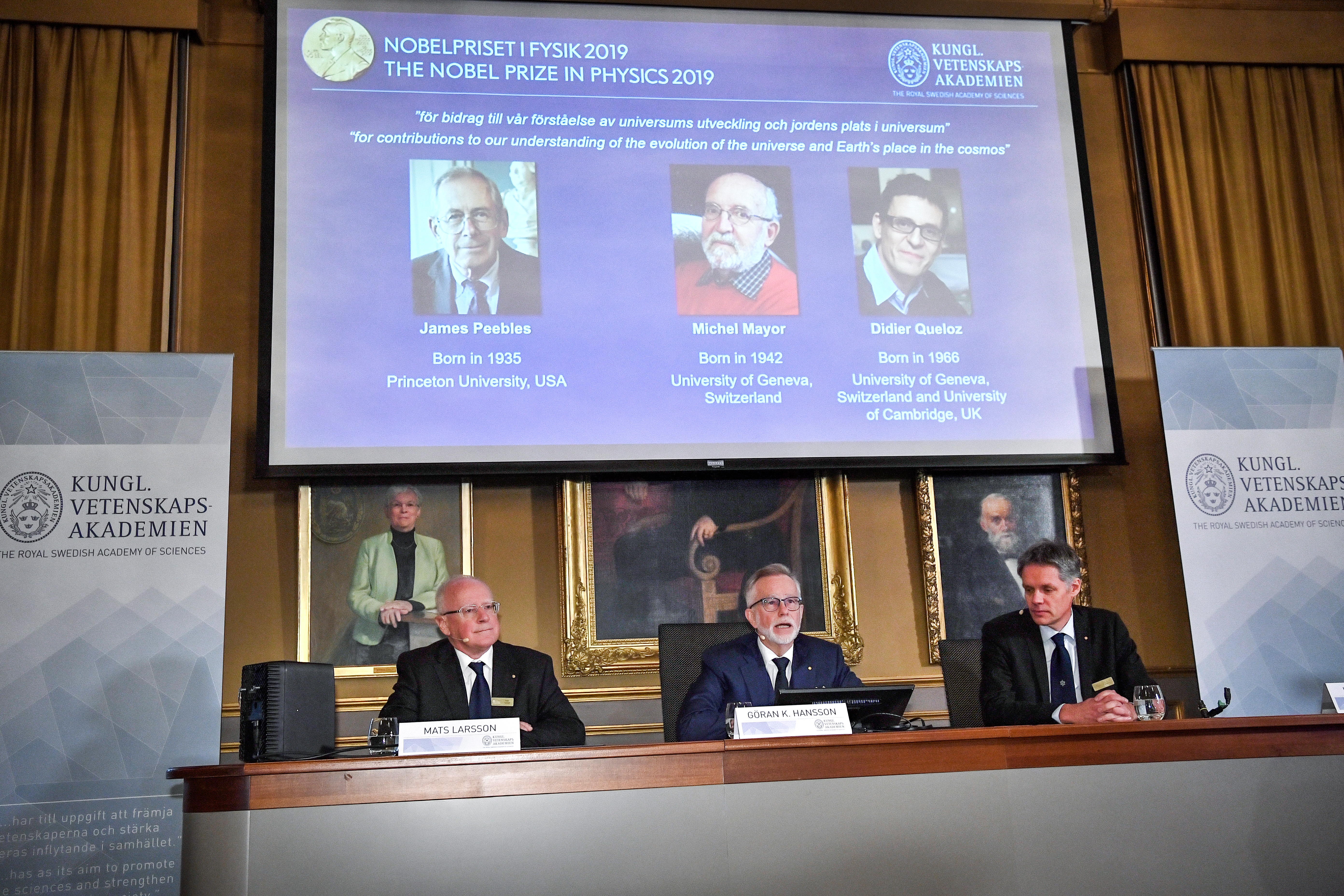 Nobel de Física fue otorgado a James Peebles, Michel Mayor y Didier Queloz