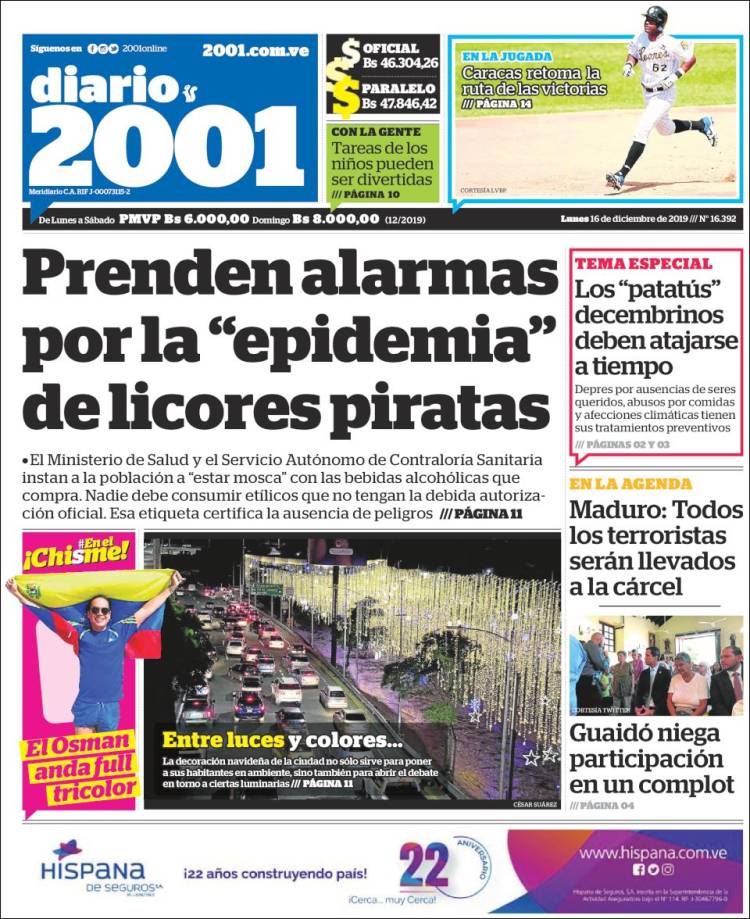 Portadas de este lunes 16 de Diciembre de 2019