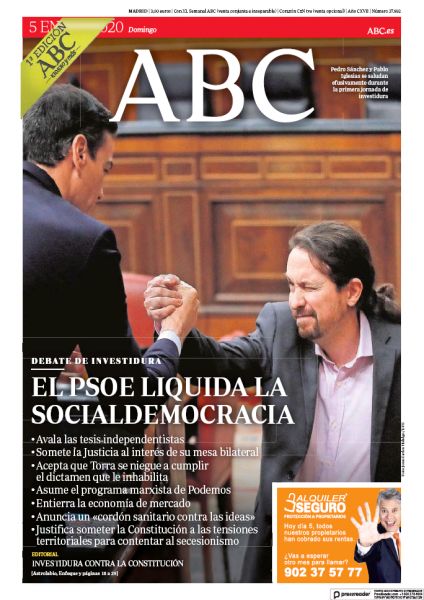 Portadas de la prensa internacional de este domingo 5 de enero de 2020