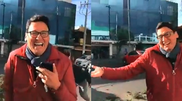 VIRAL: Reportero descubrió en plena transmisión que un árbol cayó sobre su carro (VIDEO)