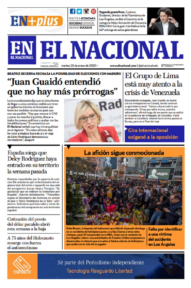 Portadas de este martes 28 de enero de 2020