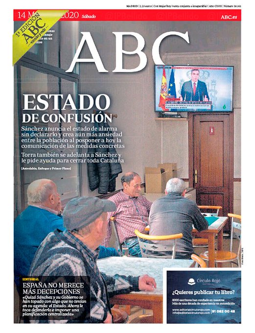 Portadas de la prensa internacional de este sábado 14 de marzo de 2020