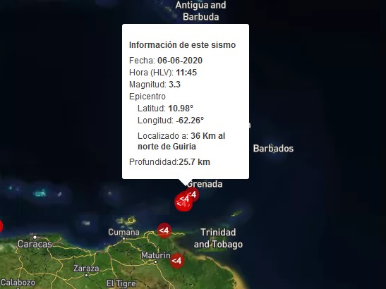 Sismo de magnitud 3.3 en Güiria