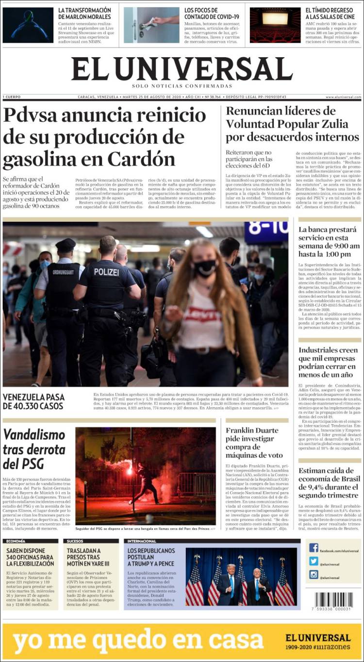 Portadas de este martes 25 de agosto de 2020