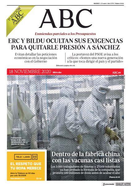 Portadas de la prensa internacional de este miércoles 18 de noviembre de 2020