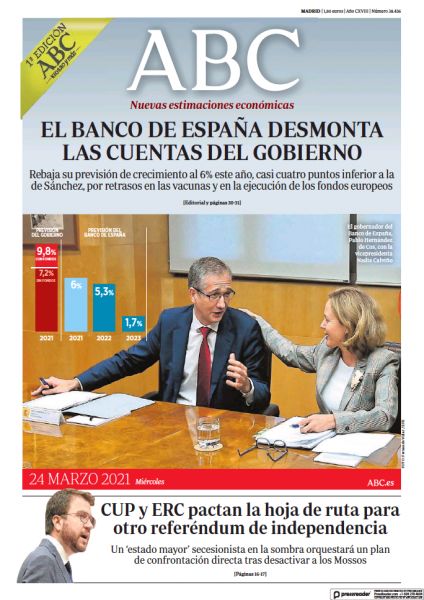 Portadas de la prensa internacional de este miércoles 24 de marzo de 2021