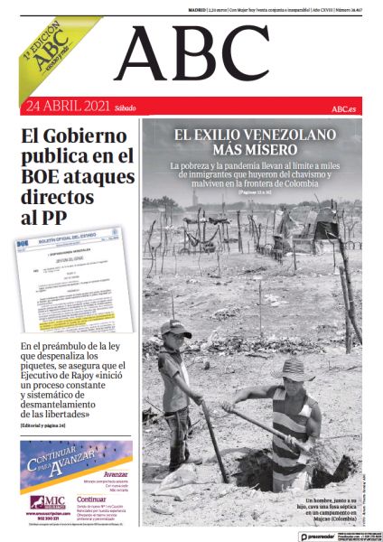 Portadas de la prensa internacional de este sábado 24 de abril de 2021