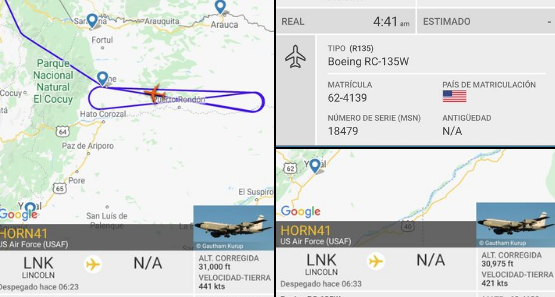 Avión de la Fuerza Aérea de EEUU realizó vuelo de reconocimiento sobre la zona de conflicto entre Fanb y guerrilleros