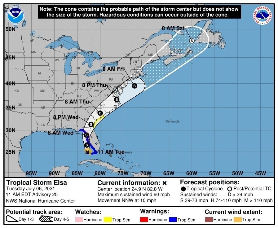 Elsa se convirtió de nuevo en huracán al acercarse a la costa de Florida