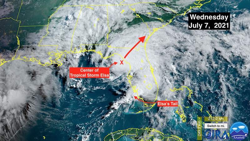 La tormenta tropical Elsa se dirige a Georgia tras tocar tierra