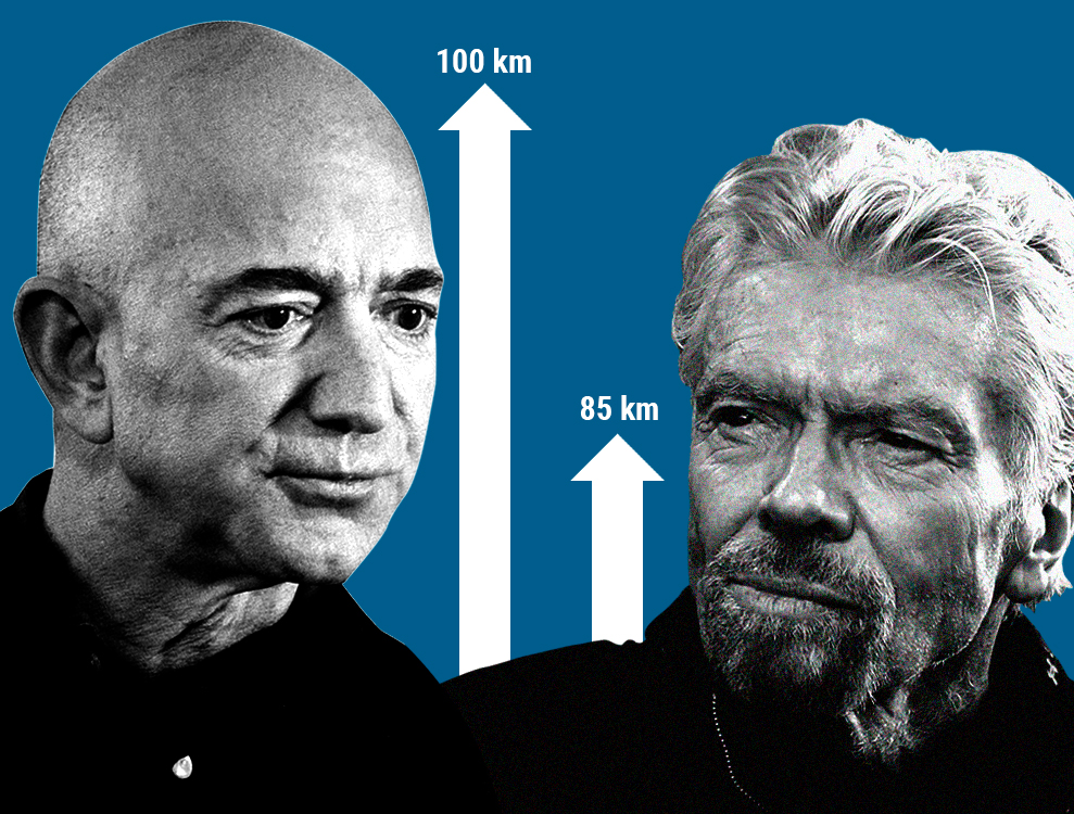 ¿Bezos o Branson? Quién fue más alto, más tiempo y más rápido tratando de llegar al espacio