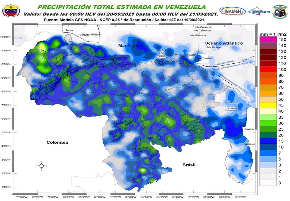 Nubosidad, lluvias, ráfagas de viento y descargas eléctricas: El pronóstico de Inameh para este #20Sep